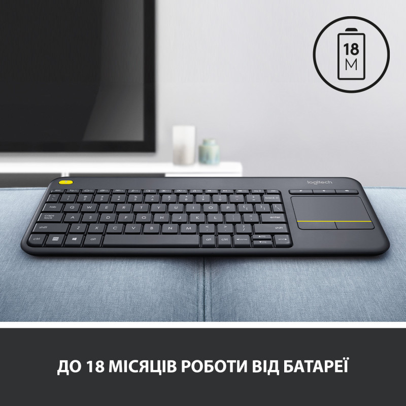 Клавіатура Logitech K400 Touch Wireless UA Black (920-007145)