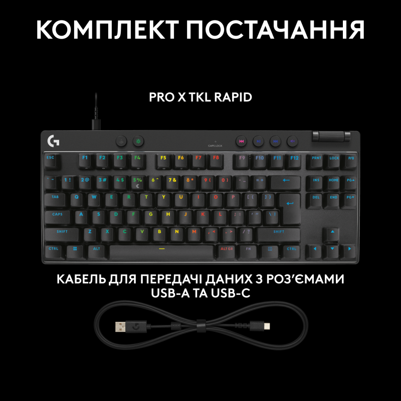 Клавіатура Logitech G Pro X TKL Rapid Black (920-013233)