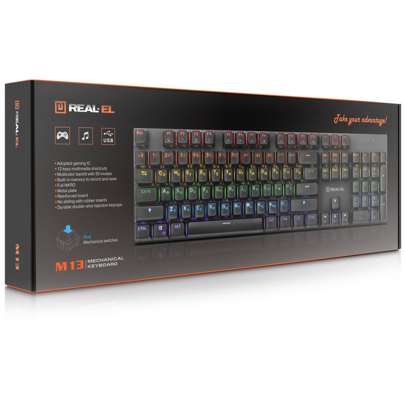 Клавіатура REAL-EL M 13 Grey (EL123100045)