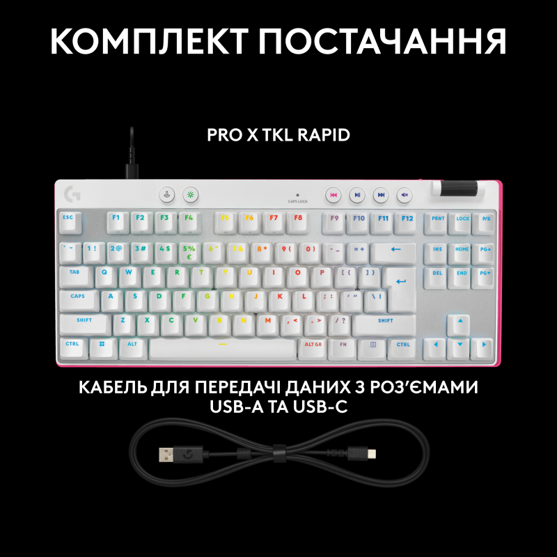 Клавіатура Logitech G Pro X TKL Rapid White (920-013242)