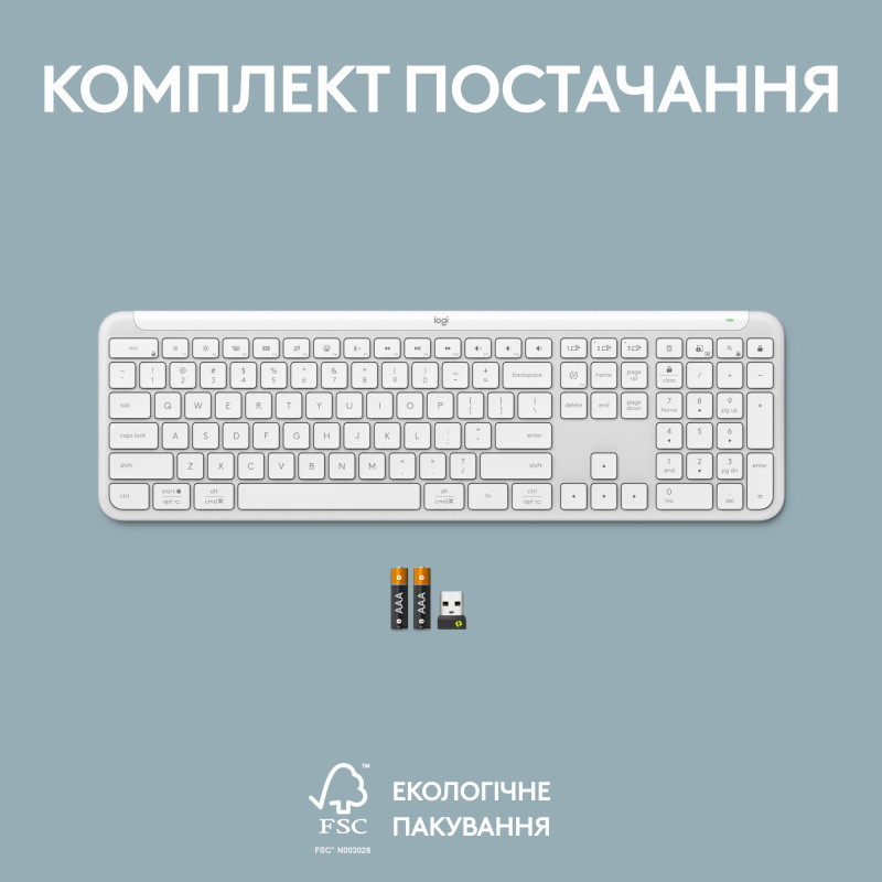 Клавіатура Logitech Signature Slim K950 US OffWhite USB (920-012466)