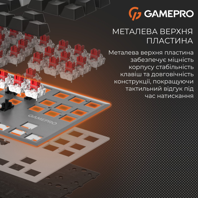 Клавіатура GamePro Genesis Joker MK124G Pro Outemu Red Switch Wireless/Bluetooth/USB UA Gray (MK124G Pro)