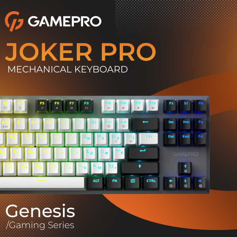 Клавіатура GamePro Genesis Joker MK124G Pro Outemu Red Switch Wireless/Bluetooth/USB UA Gray (MK124G Pro)