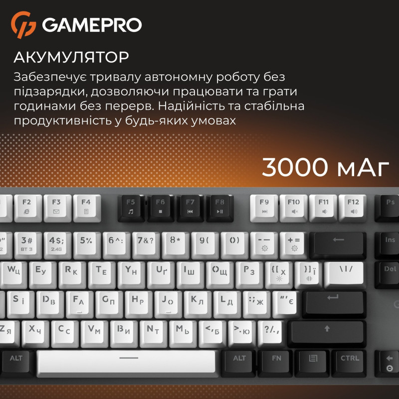 Клавіатура GamePro Genesis Joker MK124G Pro Outemu Red Switch Wireless/Bluetooth/USB UA Gray (MK124G Pro)