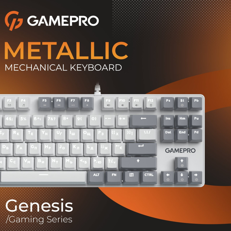 Клавіатура GamePro Genesis Metallic MK110G Outemu Red Switch USB UA White (MK110G)