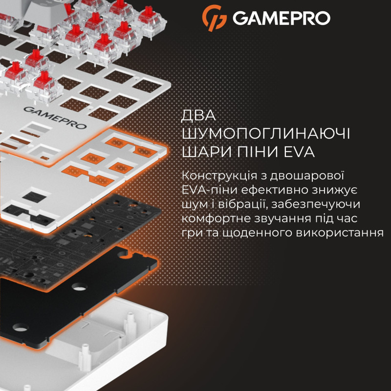 Клавіатура GamePro Genesis Metallic MK110G Outemu Red Switch USB UA White (MK110G)