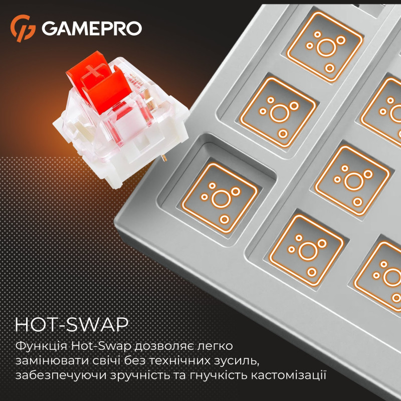 Клавіатура GamePro Genesis Metallic MK110G Outemu Red Switch USB UA White (MK110G)