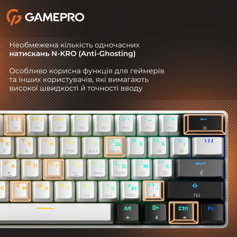 Клавіатура GamePro Genesis Infinity Outemu Swith RGB USB-C (MK130BW)