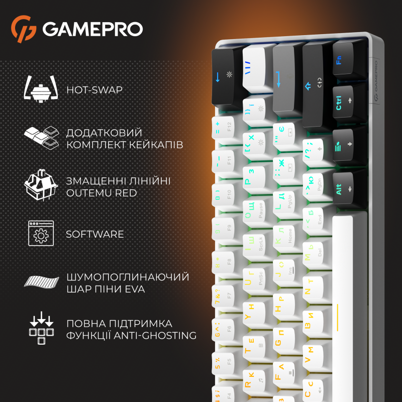 Клавіатура GamePro Genesis Infinity Outemu Swith RGB USB-C (MK130BW)