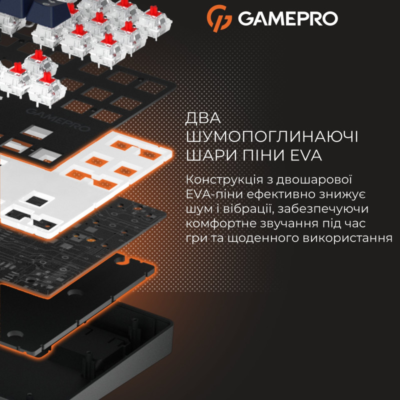 Клавіатура GamePro Genesis Metallic MK110B Outemu Red Switch USB UA Black (MK110B)