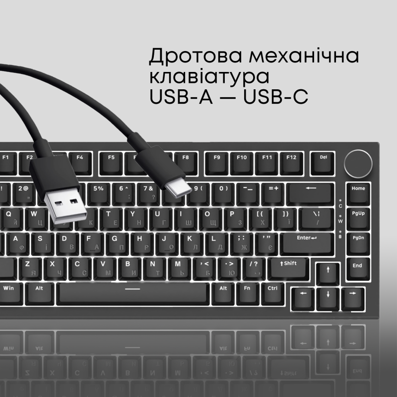 Клавіатура Ajazz AK820 Red Switch USB-C UA Black (AK820-R-B)