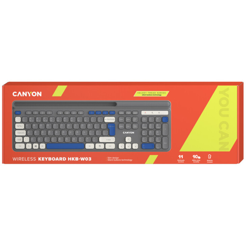 Клавіатура Canyon HKB-W03 Wireless UA Grey (CNS-HKBW03DG)