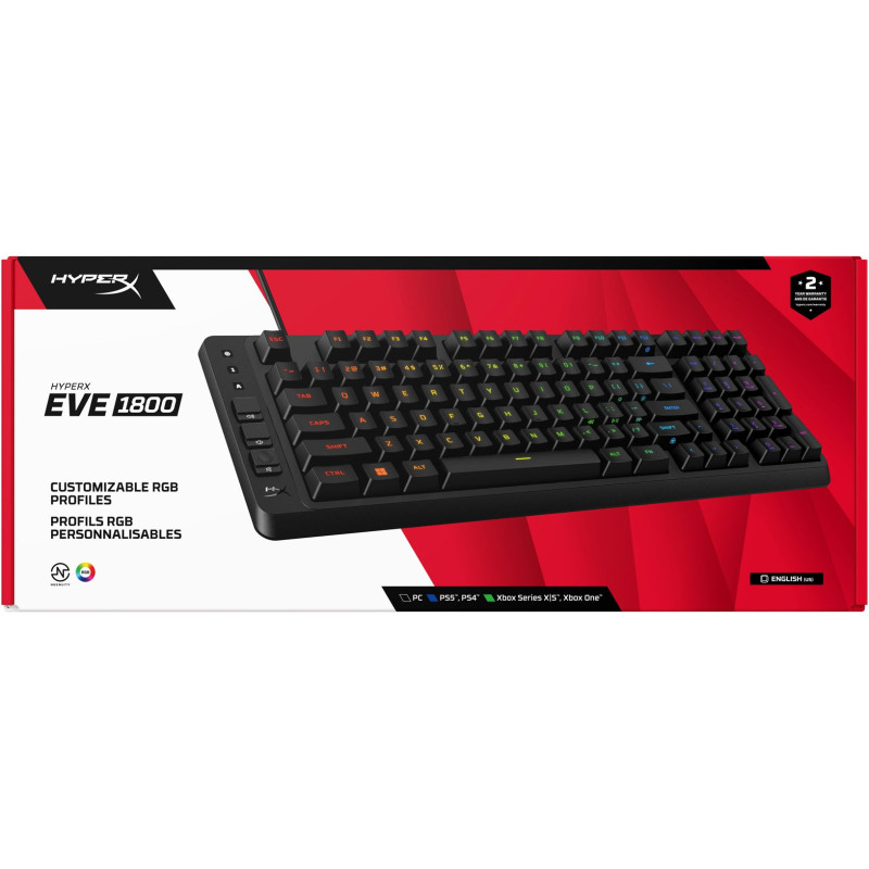 Клавіатура дротова HyperX Eve 1800 USB RGB Black (B7JE0AA)