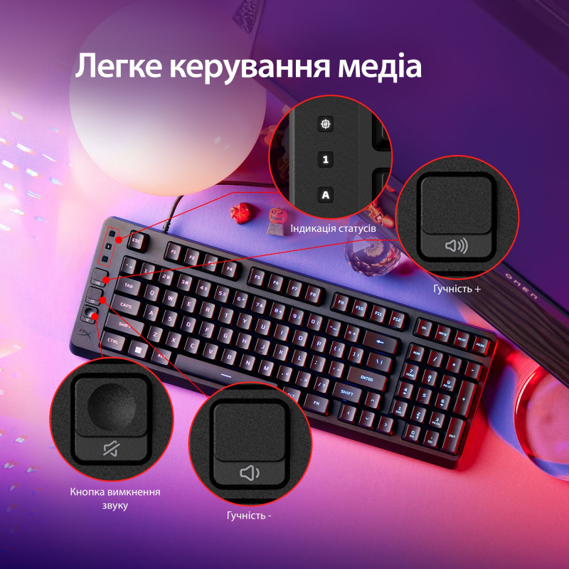 Клавіатура дротова HyperX Eve 1800 USB RGB Black (B7JE0AA)
