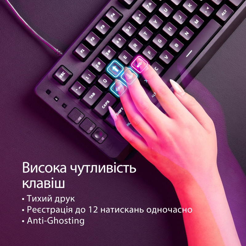Клавіатура дротова HyperX Eve 1800 USB RGB Black (B7JE0AA)