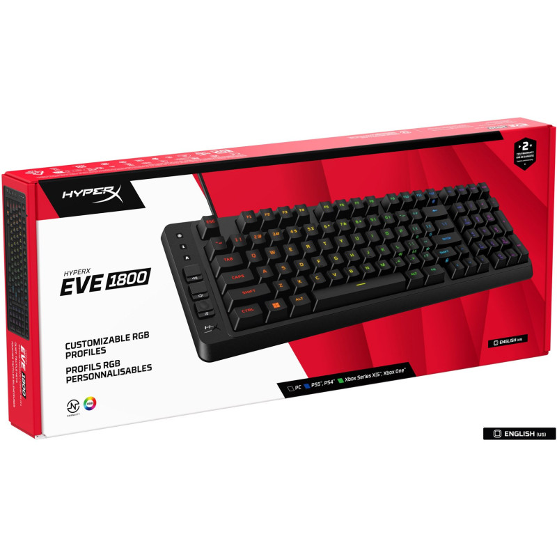 Клавіатура дротова HyperX Eve 1800 USB RGB Black (B7JE0AA)