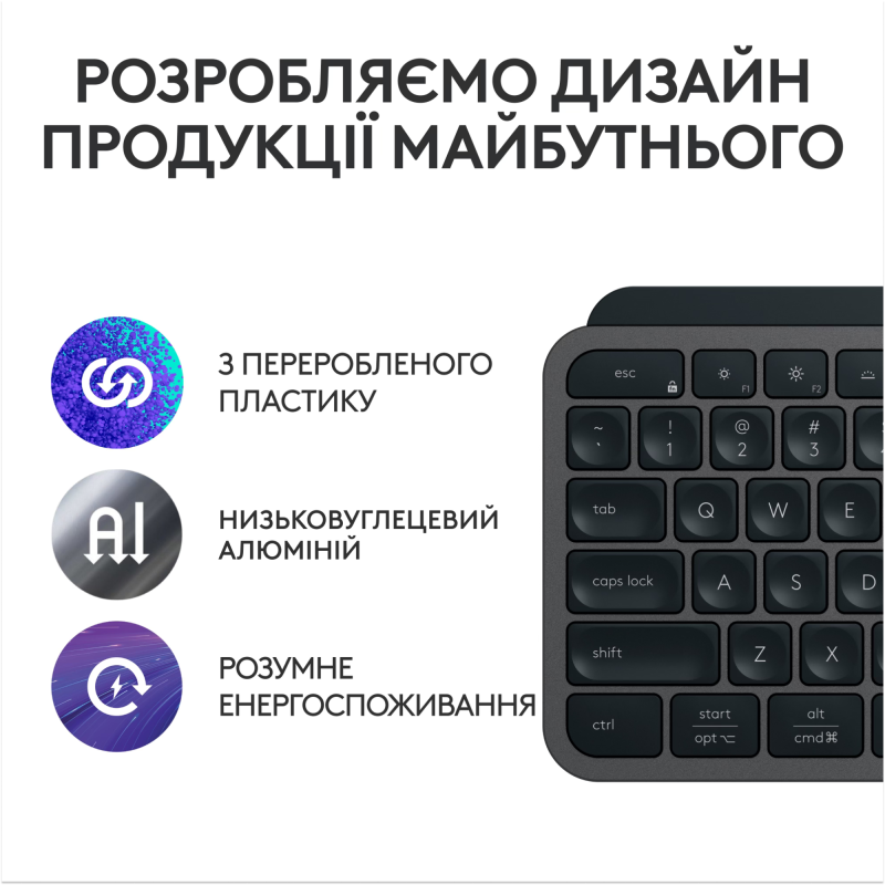 Клавиатура Logitech MX Keys S Wireless UA Graphite (920-011593)