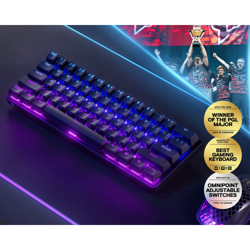 Клавіатура SteelSeries Apex Pro Mini RGB OmniPoint Switches ENG (64842) Wireless Black