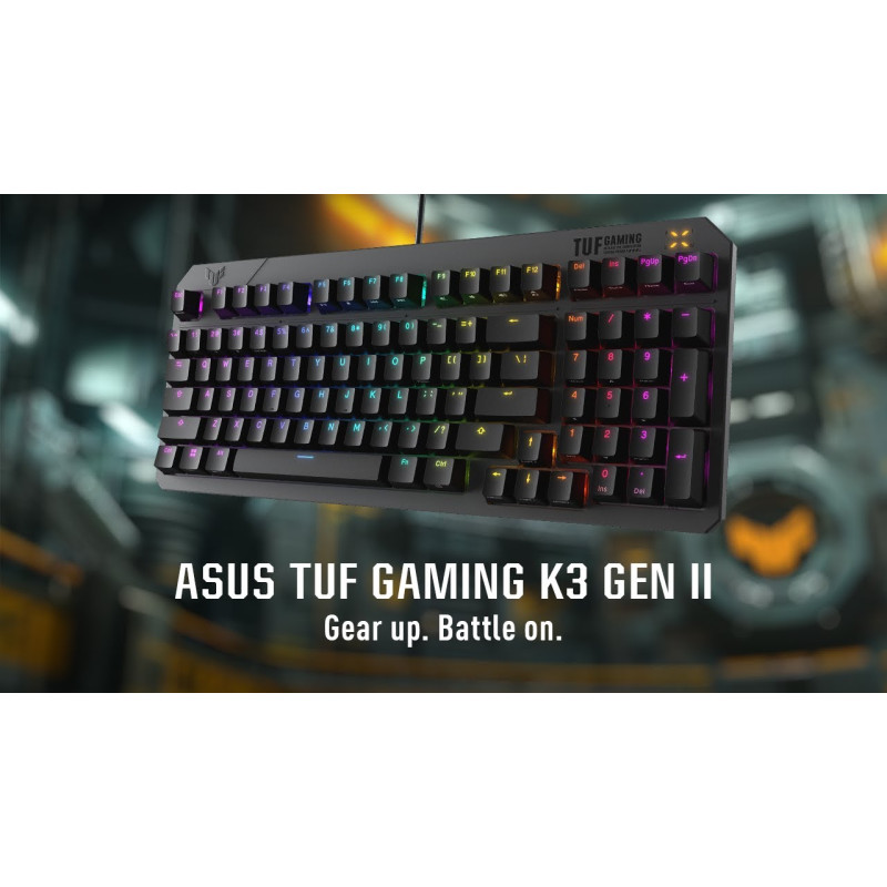 Клавіатура ASUS TUF Gaming K3 Gen II UKR Opti-Mech RGB Red Switches (90MP0390-BKMA00)