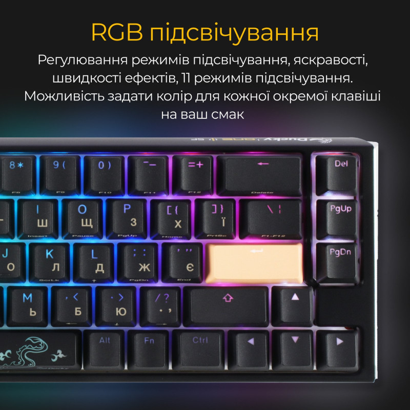 Клавіатура Ducky One 3 SF Cherry MX Red RGB Black UA (DKON2167ST-RUAPXCLAWSC1)