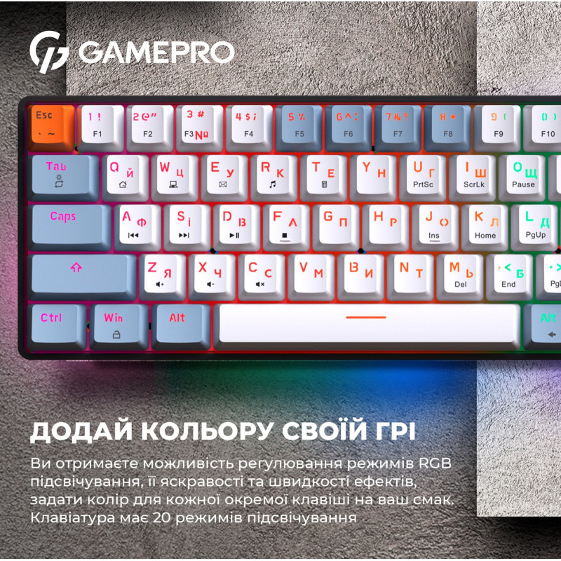 Клавіатура GamePro MK130R Hot-Swap Red Switch RGB USB UA Black (MK130R)