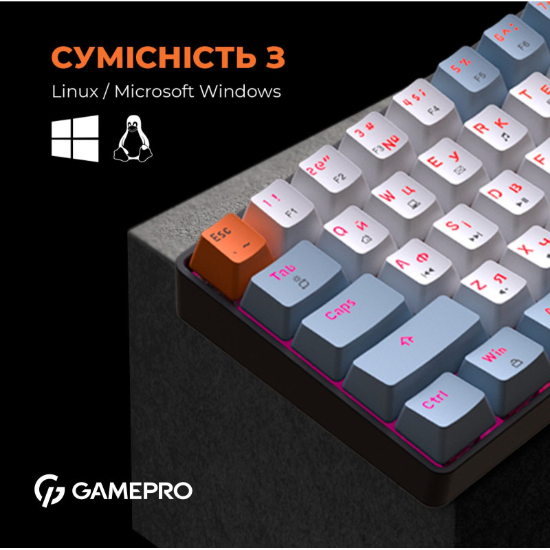 Клавіатура GamePro MK130R Hot-Swap Red Switch RGB USB UA Black (MK130R)