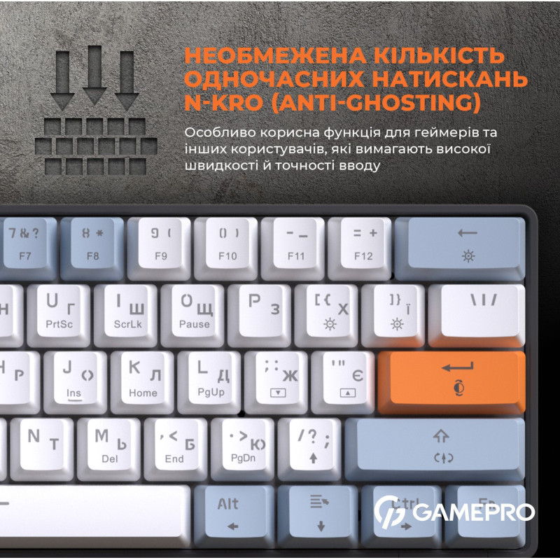 Клавіатура GamePro MK130R Hot-Swap Red Switch RGB USB UA Black (MK130R)