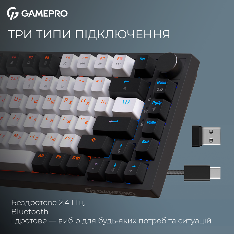 Клавіатура GamePro MK160B Hot-Swap Red Switch RGB USB UA Black (MK160B)