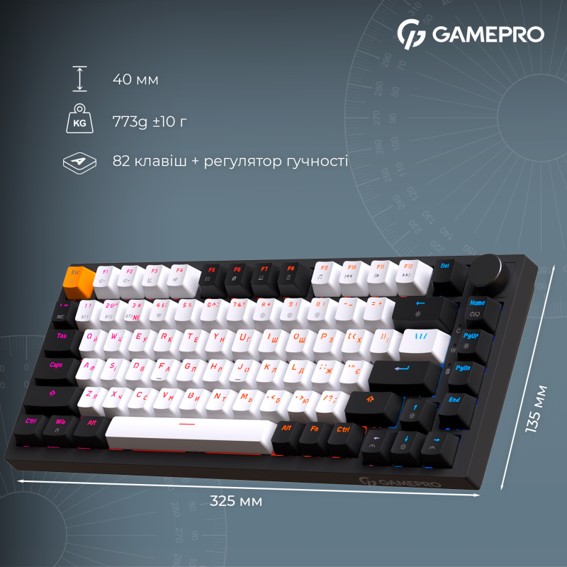 Клавіатура GamePro MK160B Hot-Swap Red Switch RGB USB UA Black (MK160B)