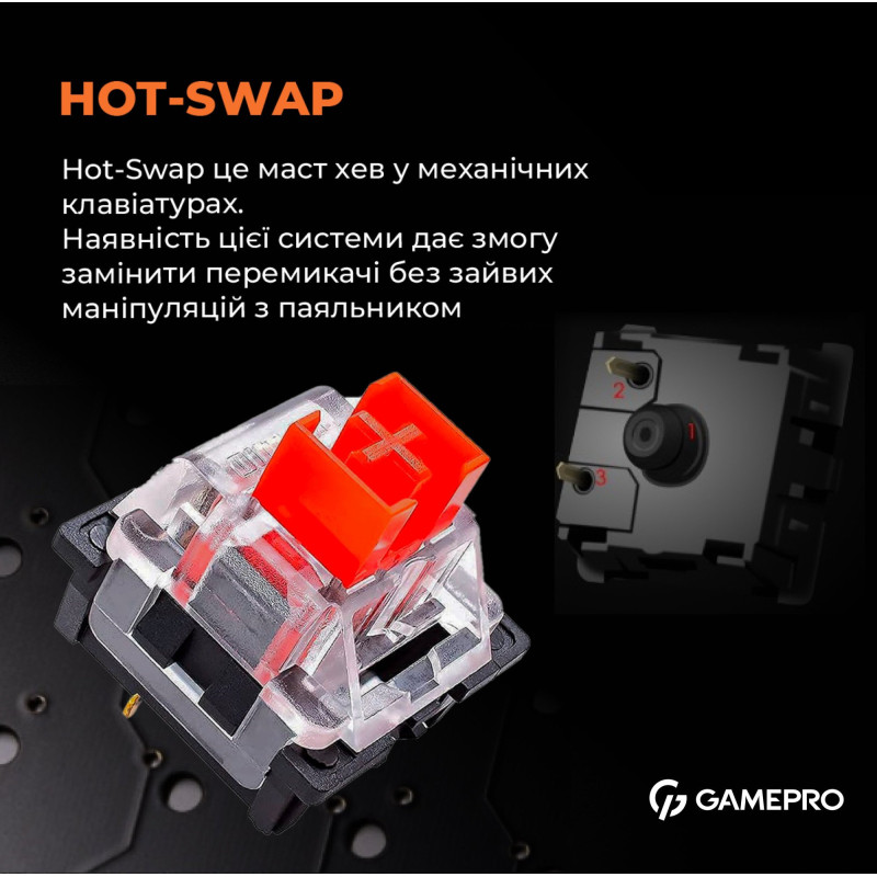 Клавіатура GamePro MK160W Hot-Swap Red Switch RGB USB UA White (MK160W)