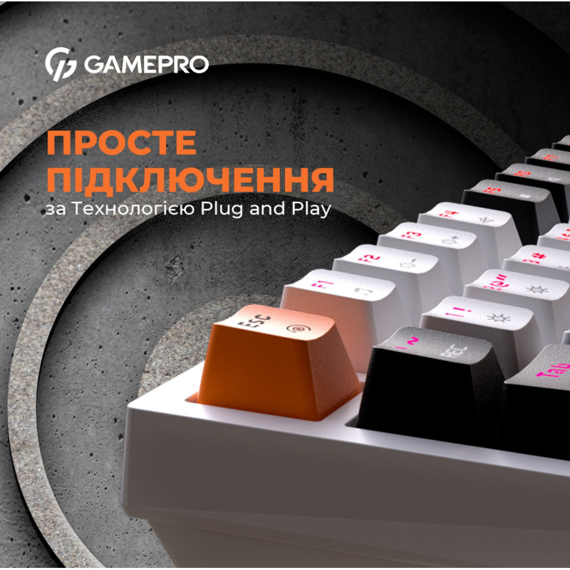 Клавіатура GamePro MK160W Hot-Swap Red Switch RGB USB UA White (MK160W)