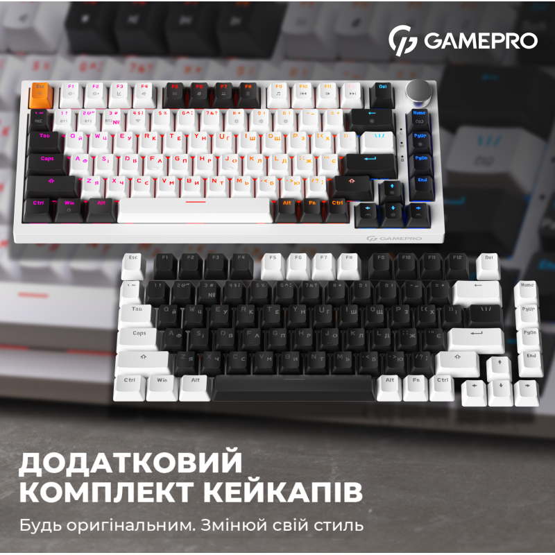 Клавіатура GamePro MK160W Hot-Swap Red Switch RGB USB UA White (MK160W)