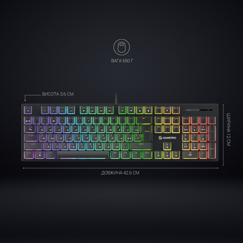 Клавіатура GamePro MK85R Red Switch RGB USB Black (MK85R)