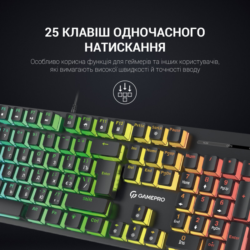 Клавіатура GamePro MK85R Red Switch RGB USB Black (MK85R)