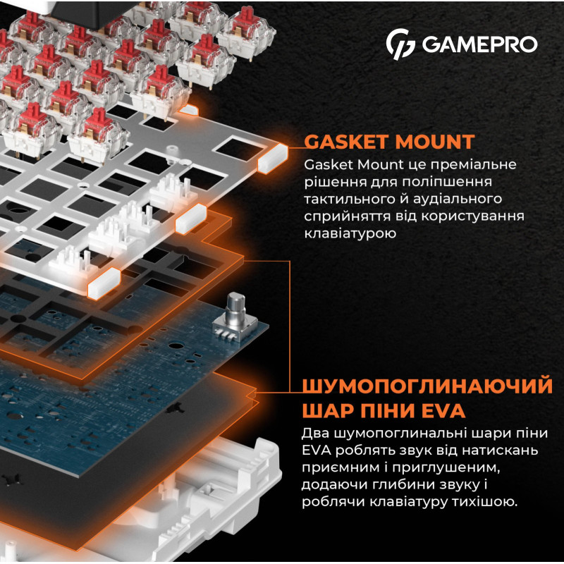 Клавіатура GamePro MK170W Hot-Swap Red Switch RGB USB UA White (MK170W)