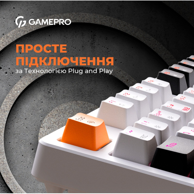 Клавіатура GamePro MK170W Hot-Swap Red Switch RGB USB UA White (MK170W)