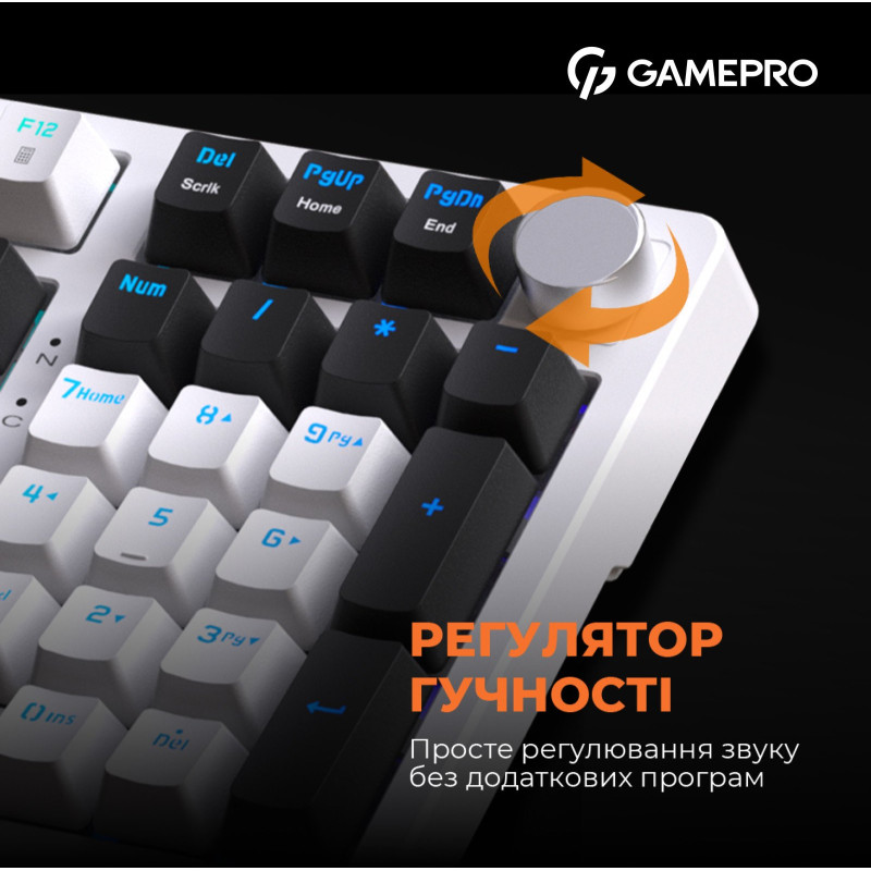 Клавіатура GamePro MK170W Hot-Swap Red Switch RGB USB UA White (MK170W)