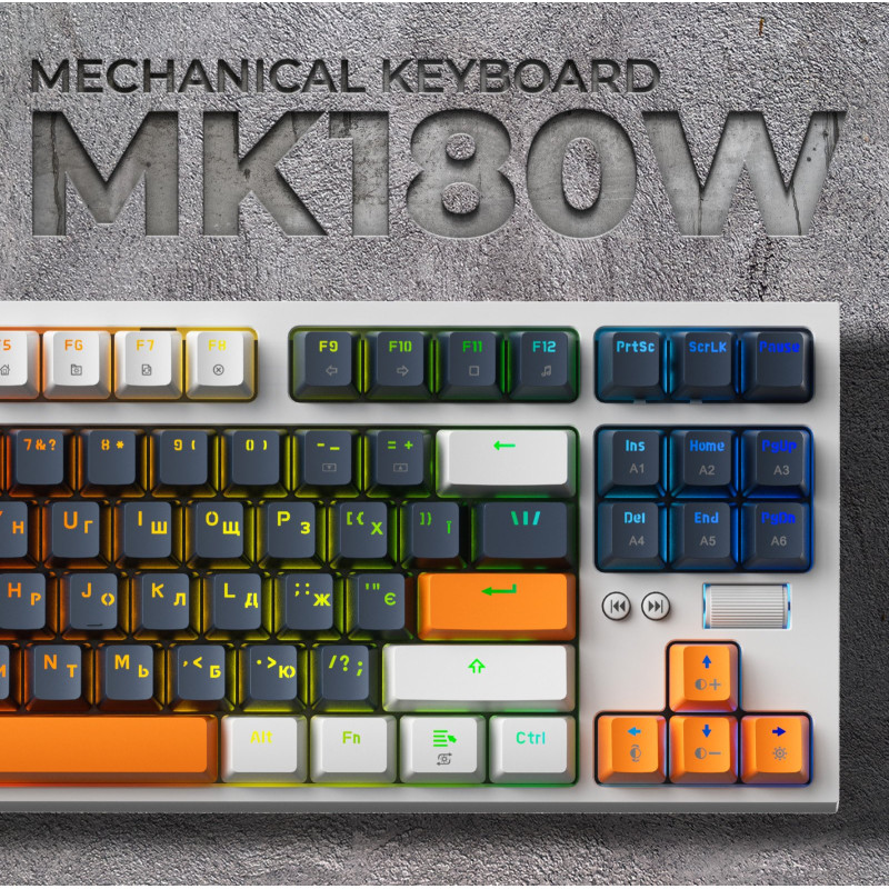 Клавіатура GamePro MK180W Hot-Swap Red Switch RGB USB UA White (MK180W)