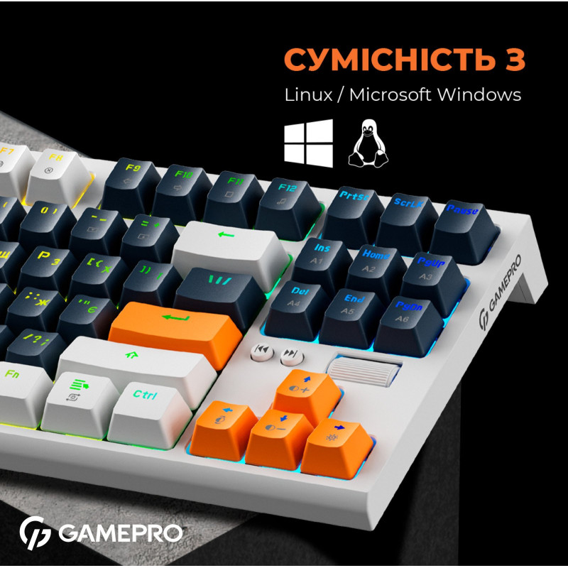 Клавіатура GamePro MK180W Hot-Swap Red Switch RGB USB UA White (MK180W)