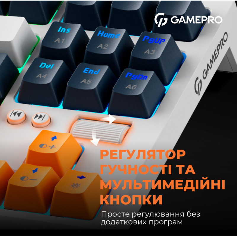 Клавіатура GamePro MK180W Hot-Swap Red Switch RGB USB UA White (MK180W)