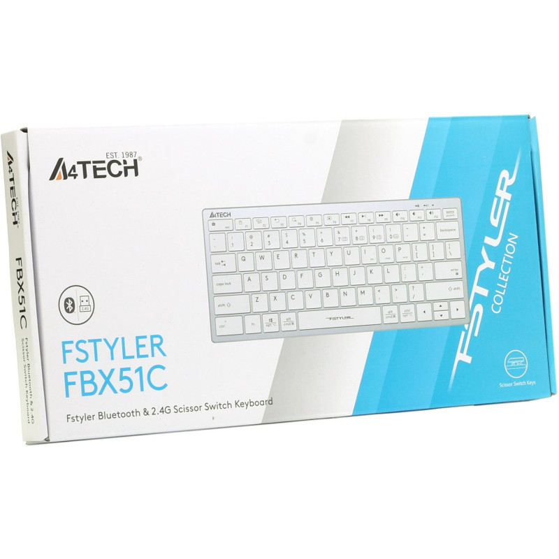 Клавіатура A4-Tech Fstyler FBX51C USB/Bluetooth біла