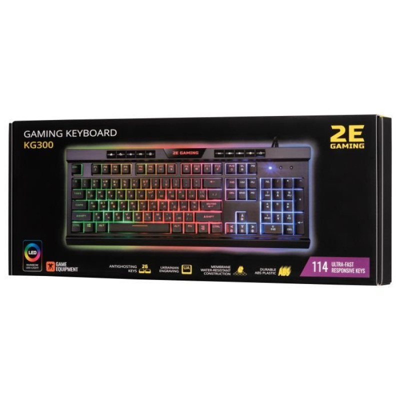 Клавіатура 2E KG300 LED Gaming black (2E-KG300UB)