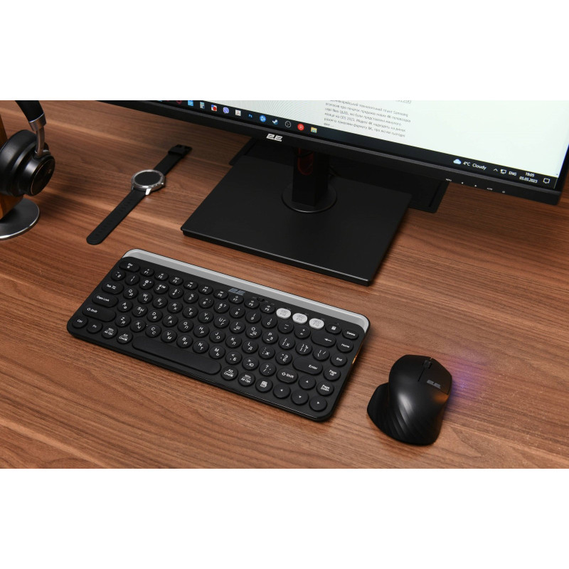 Клавіатура 2E KS250 WL BT EN/UKR Black (2E-KS250WBK_UA)