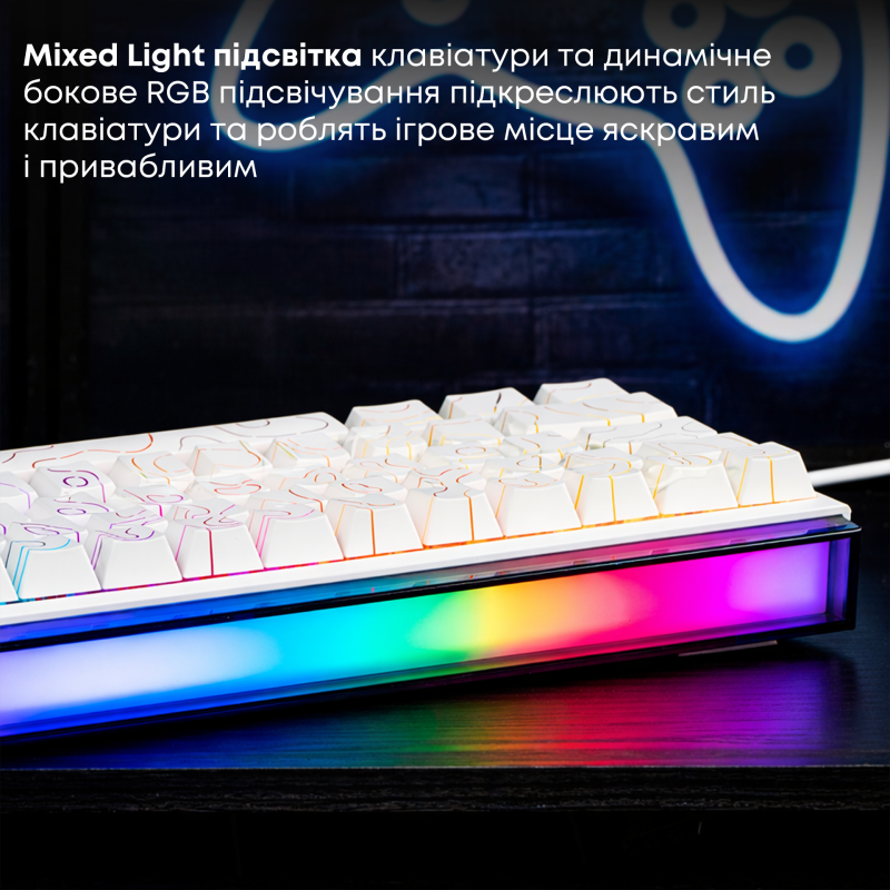 Клавіатура Ajazz NK68 Red switches Side contour White (NK68-RSW)