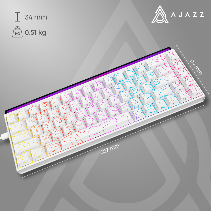 Клавіатура Ajazz NK68 Red switches Side contour White (NK68-RSW)