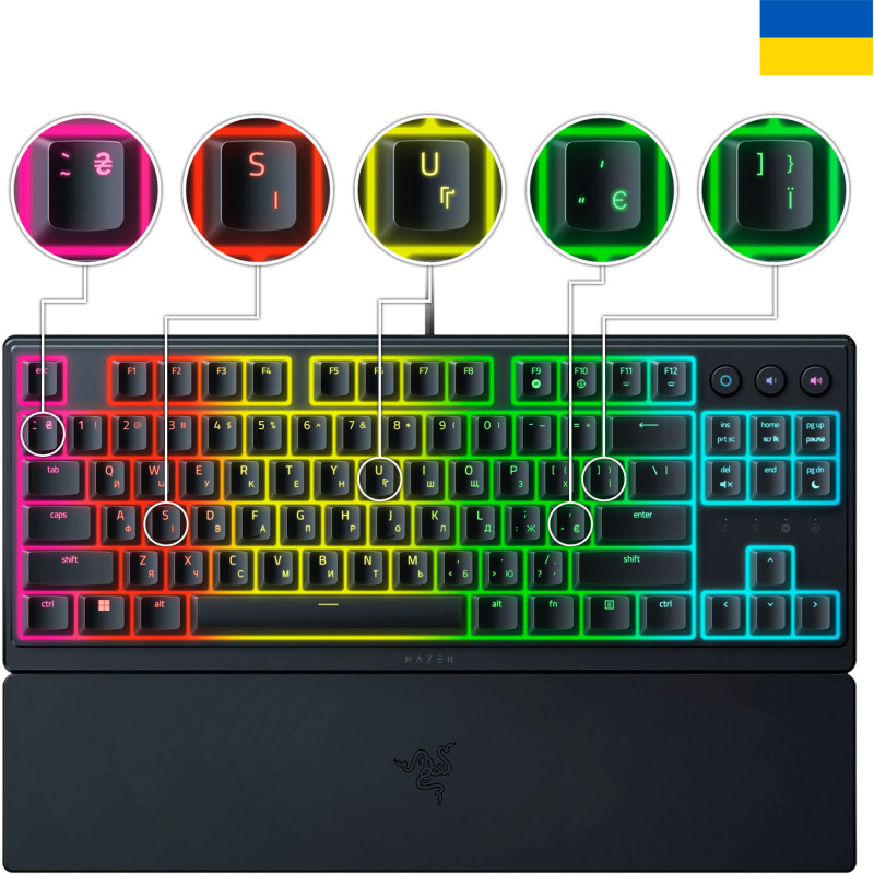Клавіатура Razer Ornata V3 TKL RGB 84key Mecha-Membrane Switch USB UA Black (RZ03-04881800-R371)