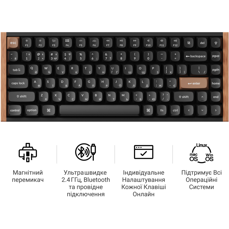 Клавіатура Keychron K2 HE Magnetic Switch Black RGB (K2H-F1-UA)