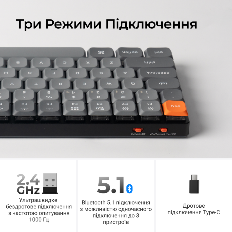 Клавіатура Keychron K3 Max, Gateron MX 2.0 Brown, Hot-Swap, RGB UA Black (K3M-H3-UA)