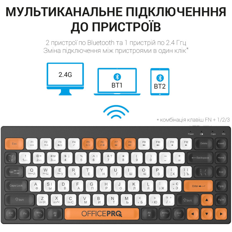 Клавіатура OfficePro SK955B Bluetooth Black