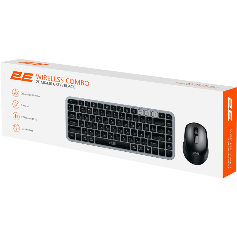 Комплект 2E MK430 WL BT EN/UKR Gray (2E-MK430WBGR_UA)